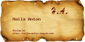 Halla Anton névjegykártya